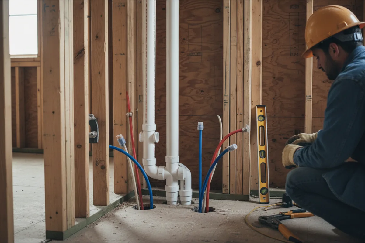 Drain and supply rough-in during Leak Detection in Poquoson