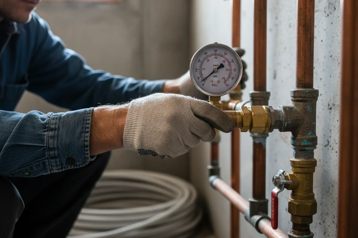 Pressure testing a repaired line during Water Line Repair in Poquoson