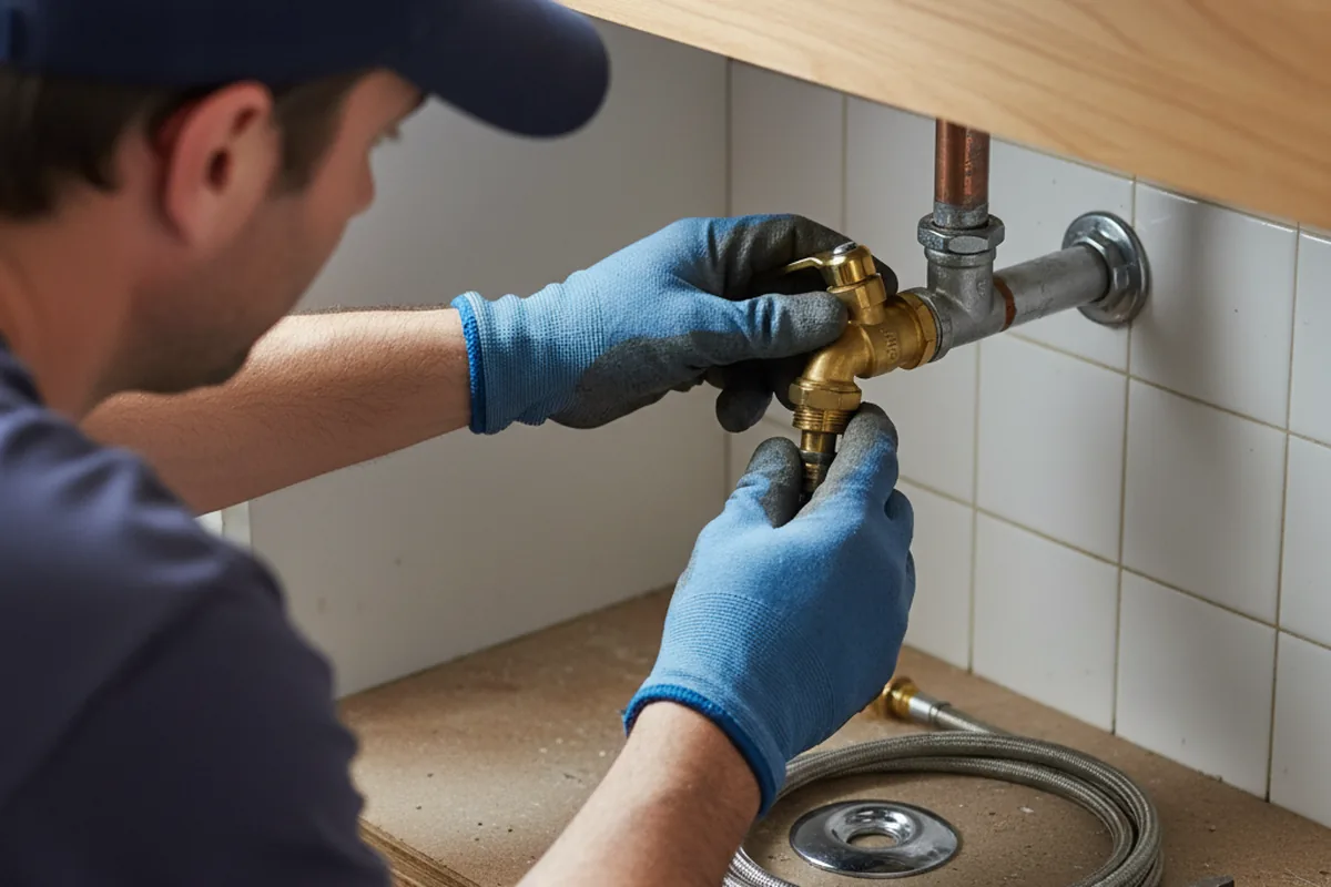 Shutoff valve and fitting work during Burst Pipe Repair in Poquoson